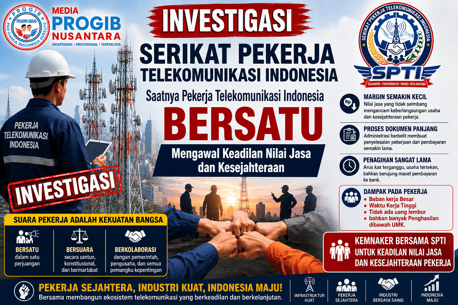 SPTI : Saatnya Pekerja Telekomunikasi Indonesia Bersatu Mengawal Keadilan Nilai Jasa dan Kesejahteraan