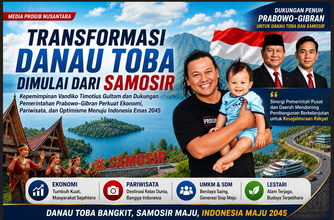 Transformasi Danau Toba Dimulai dari Samosir, Kepemimpinan Vandiko Timotius Gultom dan Dukungan Pemerintahan Prabowo–Gibran Perkuat Ekonomi, Pariwisata, dan Optimisme Menuju Indonesia Maju 2045