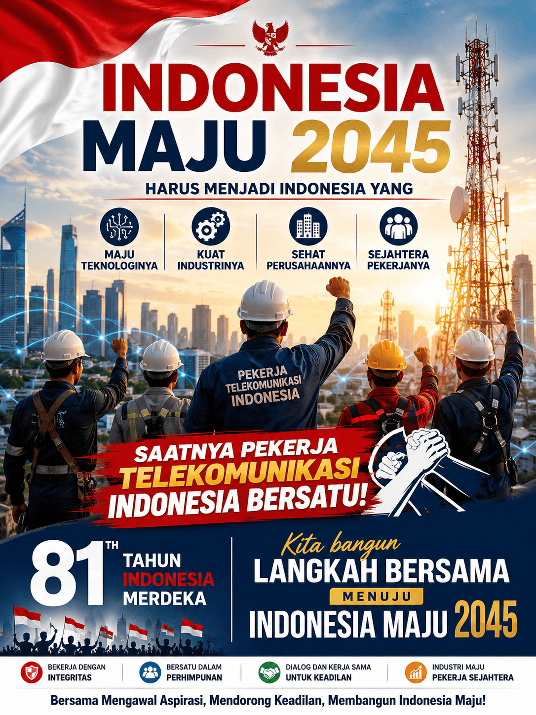 81 Tahun Indonesia Merdeka: Saatnya Pekerja Telekomunikasi Bersatu Menuju Indonesia Maju 2045