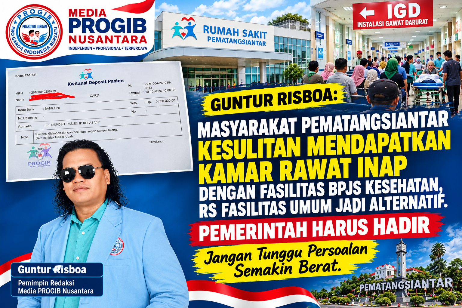 GUNTUR RISBOA: PEMATANGSIANTAR BUTUH TAMBAHAN RUMAH SAKIT SWASTA, JANGAN BIARKAN PASIEN KESULITAN MENDAPATKAN KAMAR